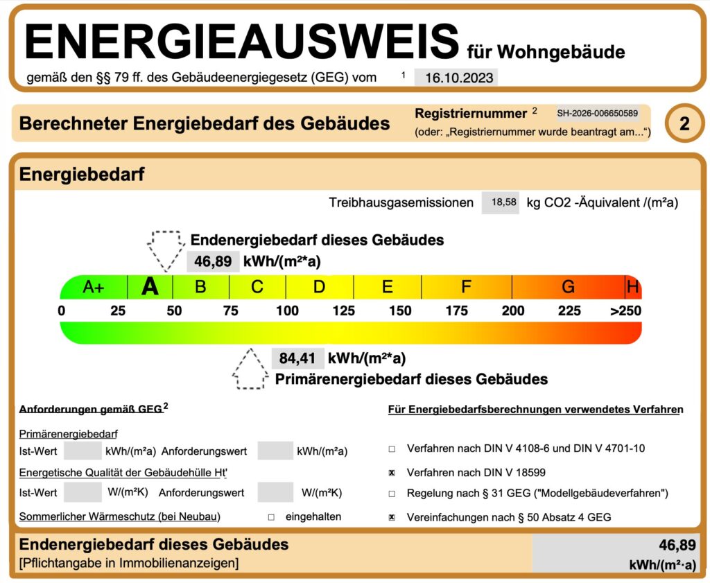 Reihenendhaus in Schuby – Energieausweis